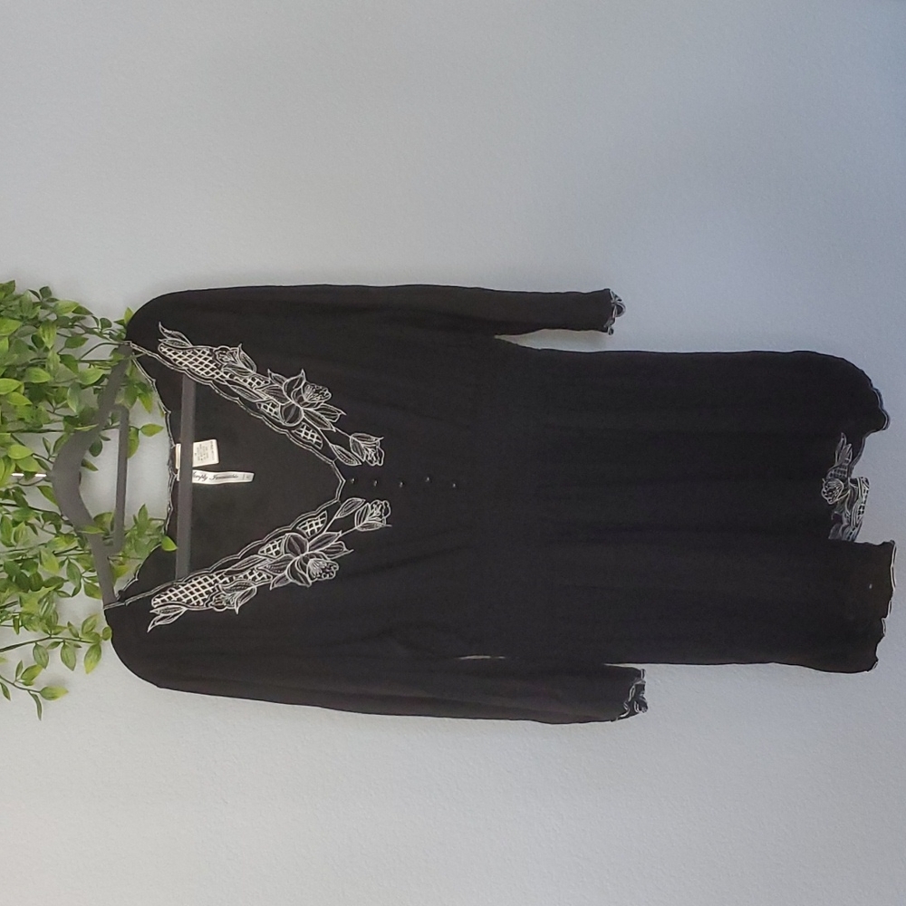 Embroidered black top